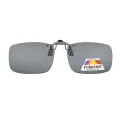 Clip-M - Rectangle Gray Clip On Sunglasses for Men & Women